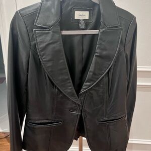 Neiman Marcus Black Leather Blazer